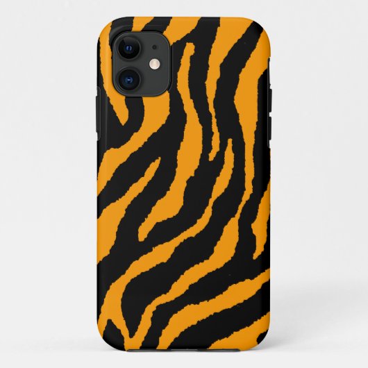 Corey Tiger 80sネオンタイガーストライプ(オレンジ) Case-Mate iPhoneケース (裏面)