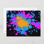 Corey Tiger 80sレトロ絵を描(ばちゃばちゃ)跳ねる数々の(カラー) ポストカード (正面/裏面)