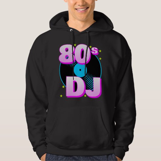 Corey Tiger 80sレトロ「80s DJ」フード付きスウェットシャツ パーカ (正面)