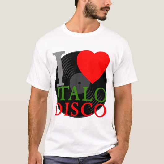 Corey Tiger 80sレトロI Love Italo Disco Tシャツ (正面)