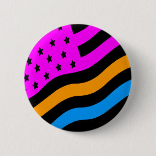 COREY TIGER 80sレトロUSA FLAG 数々の COLOR BLACK 缶バッジ