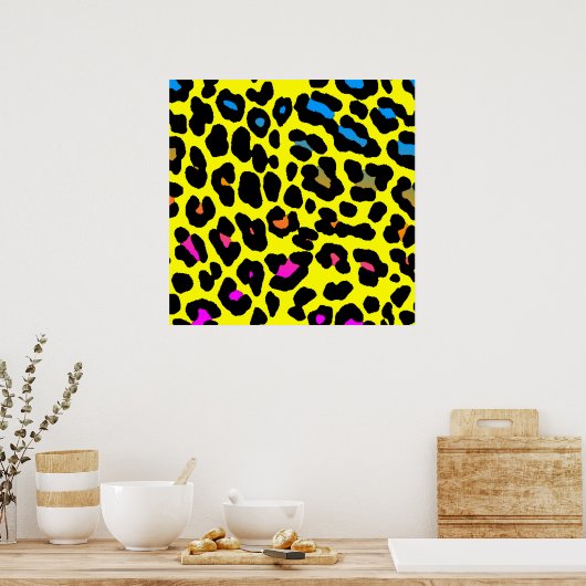 Corey Tiger 80s Leopard Spots (Yellow) ポスター (キッチン)