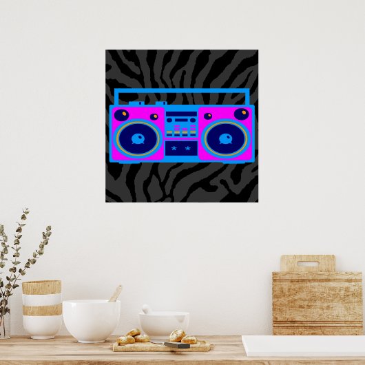 Corey Tiger 80s Retro Boombox Radio ポスター (キッチン)