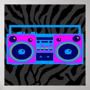 Corey Tiger 80s Retro Boombox Radio ポスター