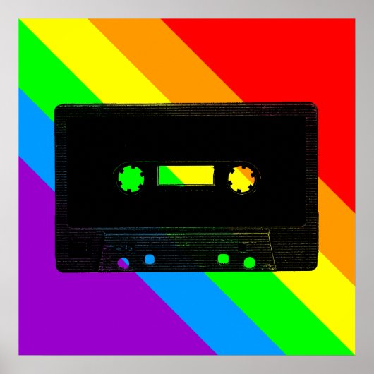 Corey Tiger 80s Retro Cassette Tape Rainbow ポスター (正面)