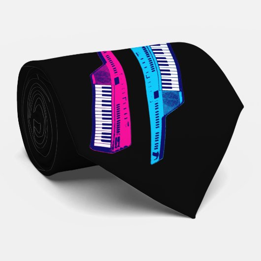 Corey Tiger 80's Retro Keytar Pink & Blue ネクタイ (ロール)