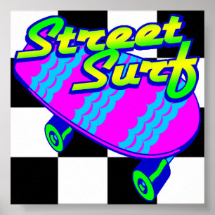 Corey Tiger 80s Retro Street Surf Skateboard ポスター