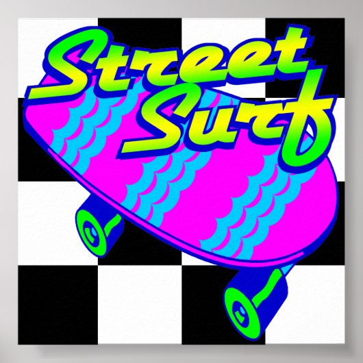 Corey Tiger 80s Retro Street Surf Skateboard ポスター (正面)