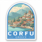 Corfu Greece Travel Art Emblem シール (正面)