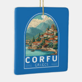 Corfu Greece Travel Art Emblem セラミックオーナメント (右)