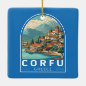 Corfu Greece Travel Art Emblem セラミックオーナメント (裏面)