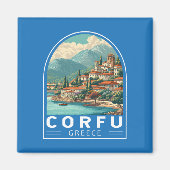 Corfu Greece Travel Art Emblem マグネット (正面)