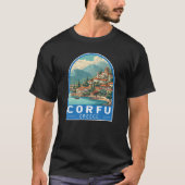 Corfu Greece Travel Art Emblem Tシャツ (正面)