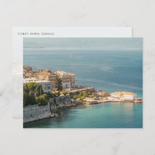 Corfu Old Town coastal view, Greece ポストカード (正面/裏面)
