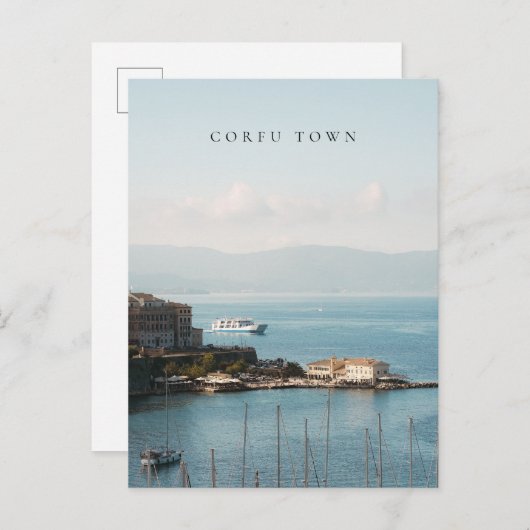 Corfu Town Harbor View ポストカード (正面/裏面)