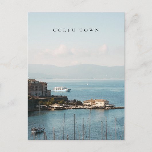 Corfu Town Harbor View ポストカード (正面)