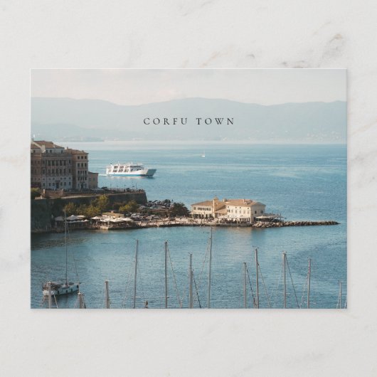 Corfu Town Harbor View (horizontal) ポストカード (正面)