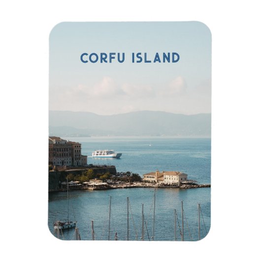 Corfu Town Harbor View, Travel マグネット (縦)