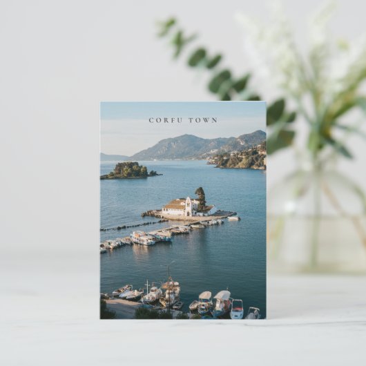 Corfu Town Vlacherna Monastery Scenic ポストカード (スタンド正面)