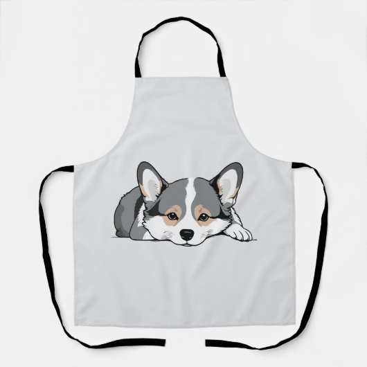 Corgiかわいい動物の眠るリラックス穏やかさ エプロン (正面)
