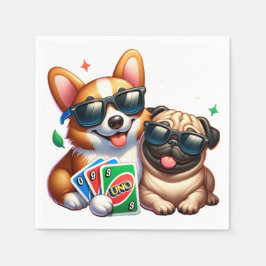 CorgiとPug Unoカードゲーム スタンダードカクテルナプキン
