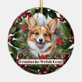 Corgiクリスマスオーナメント、あなたの子犬のパーソナライズ セラミックオーナメント (正面)