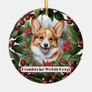 Corgiクリスマスオーナメント、あなたの子犬のパーソナライズ セラミックオーナメント