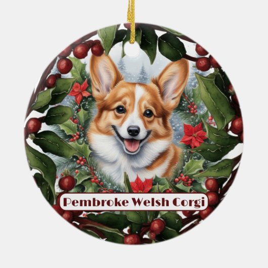 Corgiクリスマスオーナメント、あなたの子犬のパーソナライズ セラミックオーナメント (裏面)