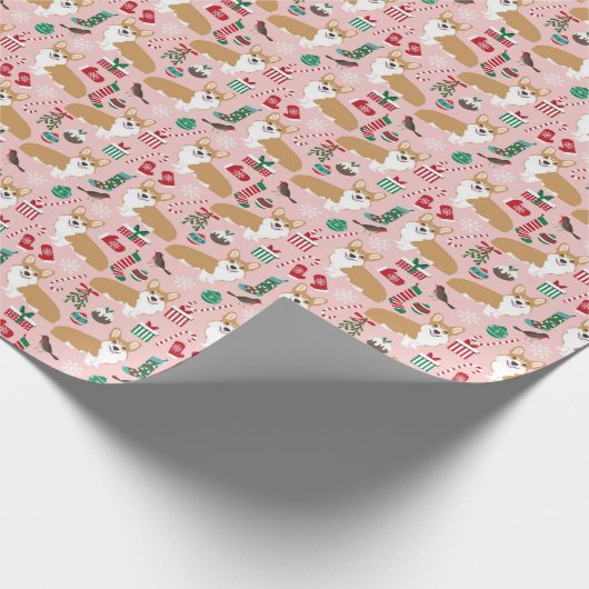Corgiクリスマスギフトラップ ラッピングペーパー (角)