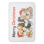 Corgiクリスマス動物かわいい犬メリークリスマス バスマット (正面縦)