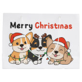 Corgiクリスマス動物かわいい犬メリークリスマス ラージペーパーバッグ (裏面)