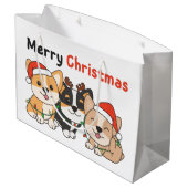 Corgiクリスマス動物かわいい犬メリークリスマス ラージペーパーバッグ (裏面アングル)
