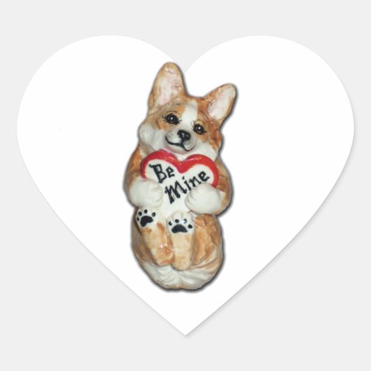 Corgiステッカー「Be Mine」 ハートシール (正面)