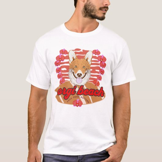 Corgiビーチフリーの未来 Tシャツ (正面)