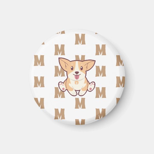 Corgiモノグラム模様 マグネット (正面)