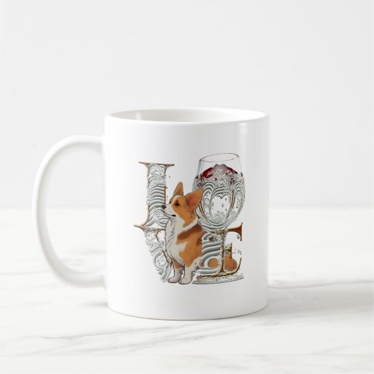 Corgiワイングラス作りラブワード コーヒーマグカップ (左)