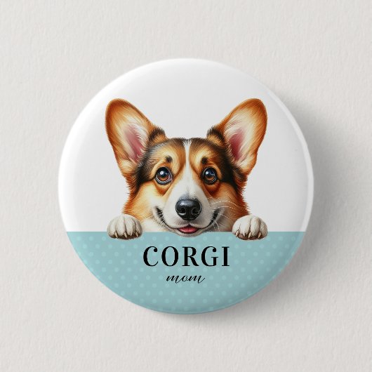 Corgi丸ボタンピン 缶バッジ (正面)