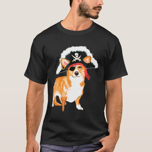 Corgi海賊ハロウィーン犬の衣装T Tシャツ (正面)