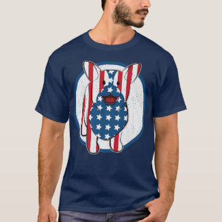 Corgi犬の恋人かわいいシャツアメリカ国旗の出 Tシャツ