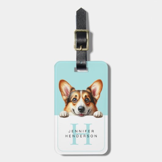 Corgi犬の荷物タグ ラゲッジタグ (正面縦)