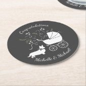 Corgi犬の赤ちゃんシャワーパピーグレーウェルシュペンブローク ラウンドペーパーコースター (アングル)