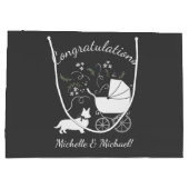 Corgi犬の赤ちゃんシャワーパピーグレーウェルシュペンブローク ラージペーパーバッグ (裏面)