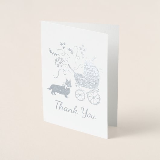 Corgi犬の赤ちゃんシャワーパピーグレーウェルシュペンブローク 箔カード (正面)