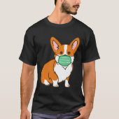 Corgi犬の顔マスク社会的分散アンチウイルス Tシャツ (正面)