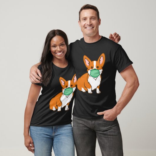 Corgi犬の顔マスク社会的分散アンチウイルス Tシャツ (ユニセックス)