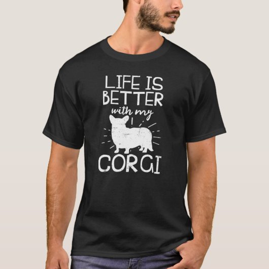 Corgi親のデザイン生活が良い Tシャツ (正面)