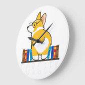 Corgi – コルゲおもしろいク本おたくギーク犬ギフト.p ラージ壁時計 (傾斜)