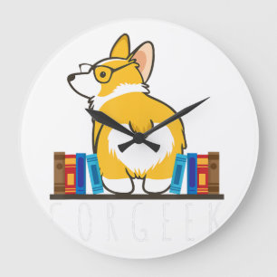 Corgi – コルゲおもしろいク本おたくギーク犬ギフト.p ラージ壁時計