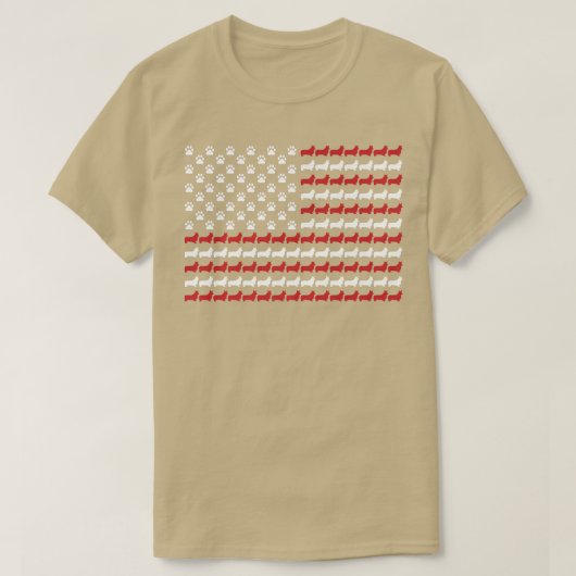 Corgi 4th Of 7月犬のポープリントアメリカ国旗140 Tシャツ (デザイン正面)