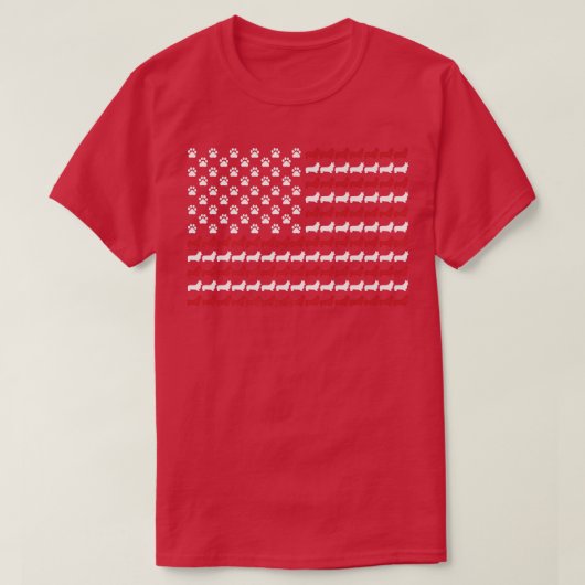 Corgi 4th Of 7月犬のポープリントアメリカ国旗141 Tシャツ (デザイン正面)